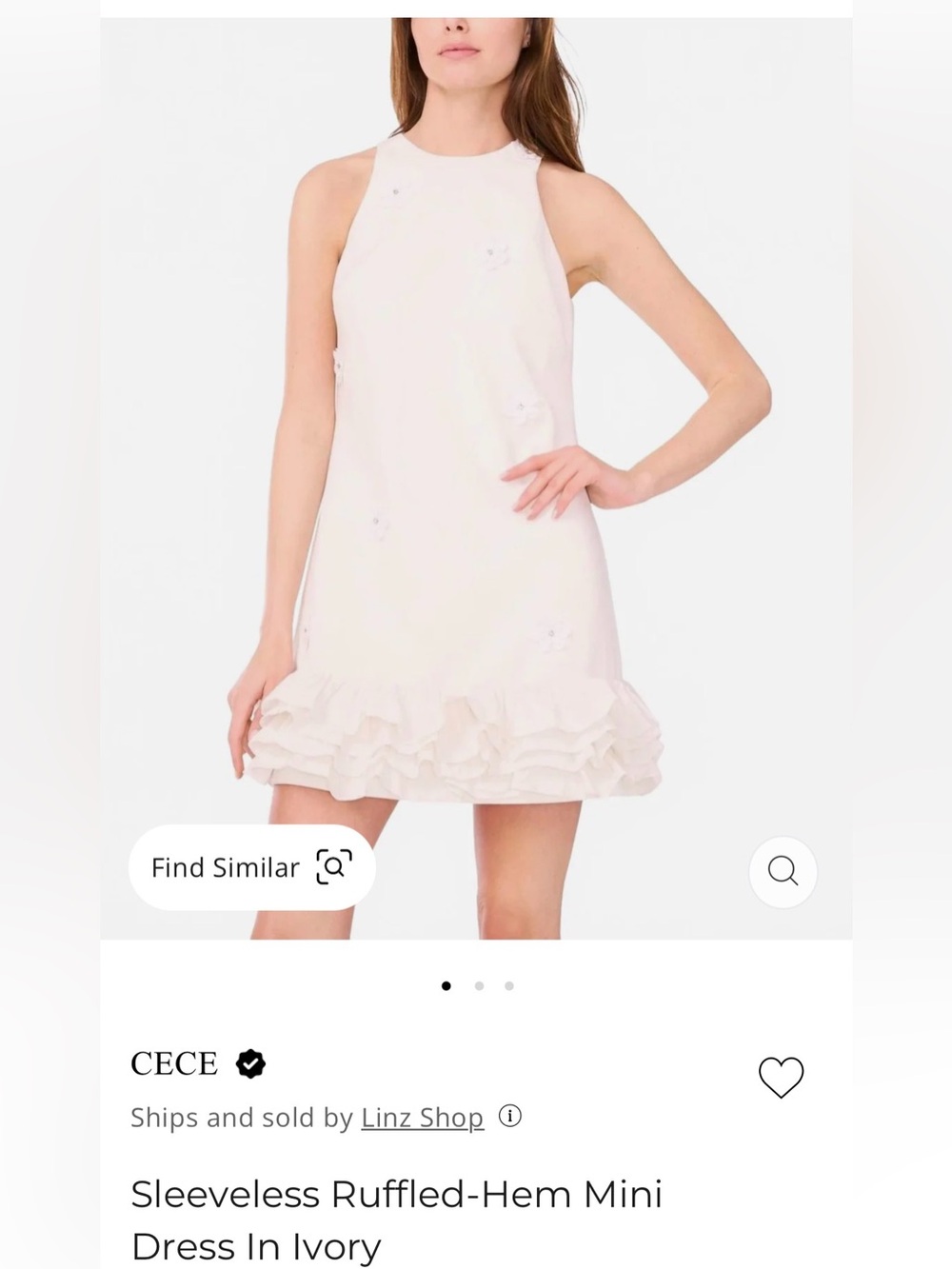 CeCe Sleeveless Ruffled-Hem Mini Dress In Ivory